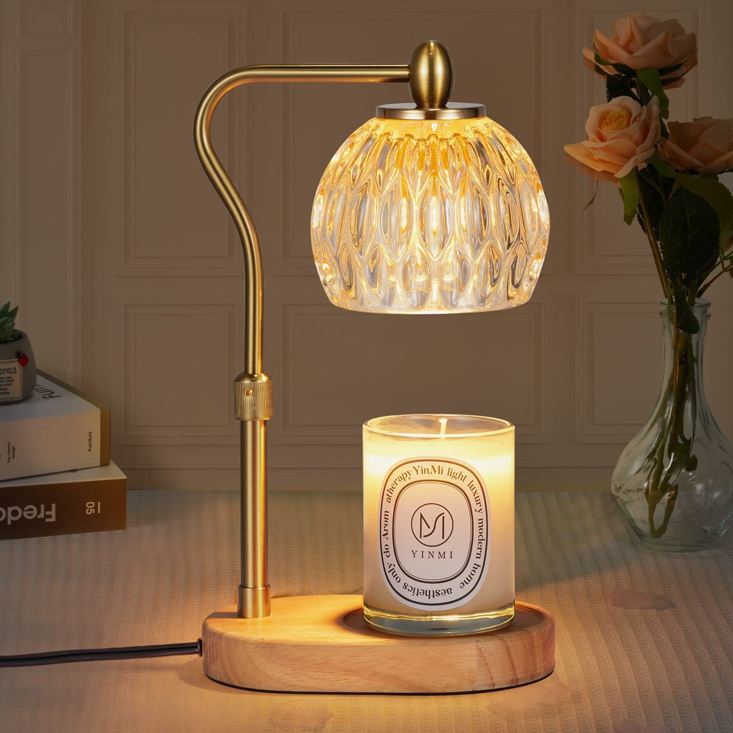 New Adjustable Flameless Aromatherapy Diffuser, Glass Aromatherapy Candle Melting Lamp, Essential Oil Melting Candle Lamp, Bedroom Ambient Table Lamp