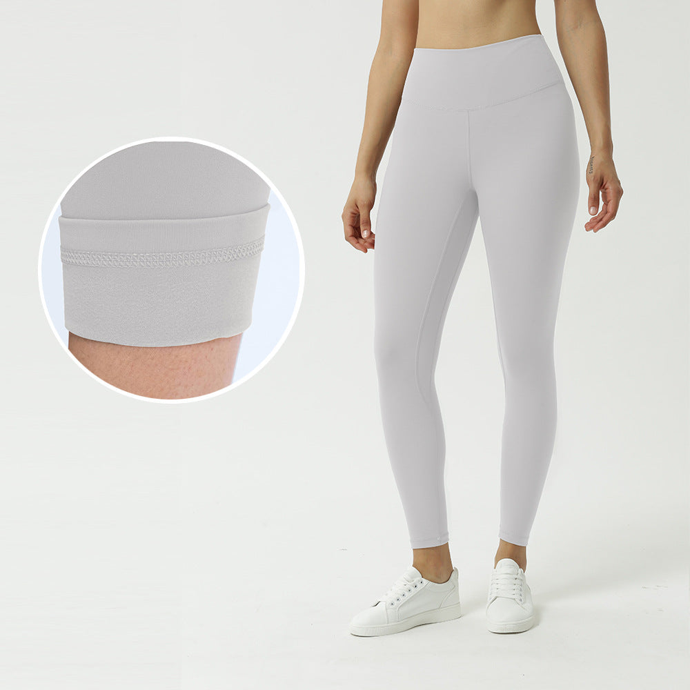 New double-sided brushed yoga pants women's skin-friendly nude yoga nine-point pants high waist buttocks yoga