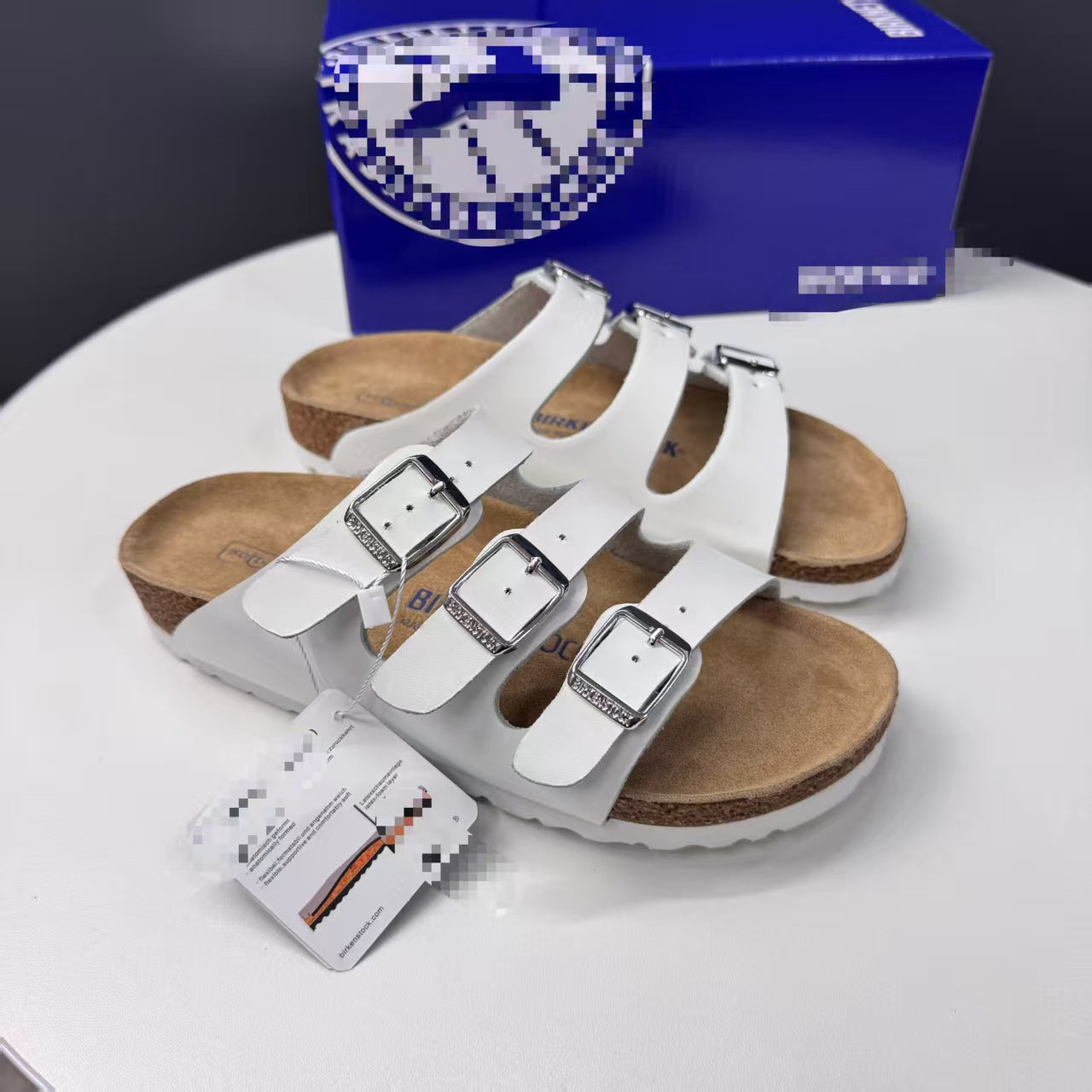 2026 New Genuine Leather Retro Style Birkenstock Shoes Women's Open-Toe Slingback Sandals with Three Rows of Square Buckles and Thick Sole Casual Sandals