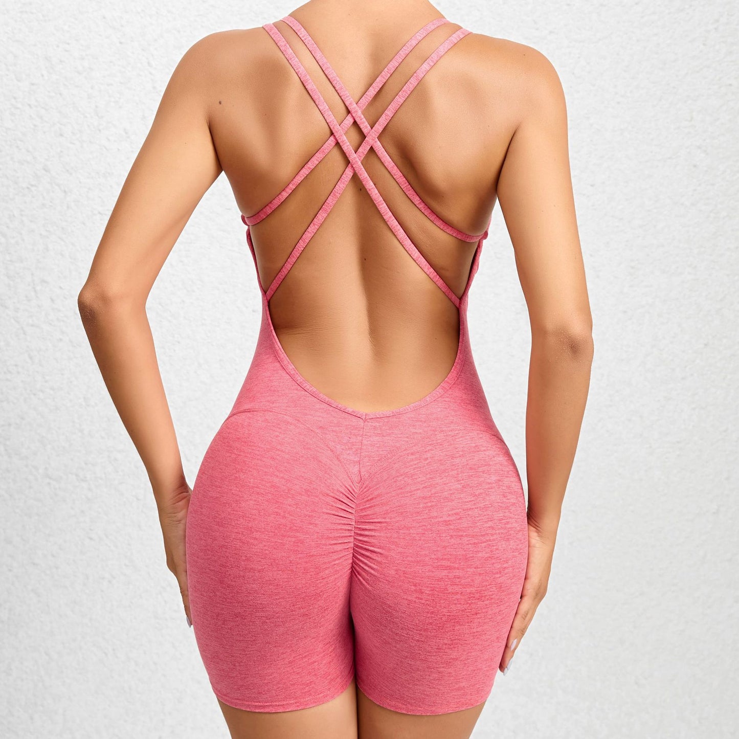New pleated peach hip yoga pants European and American quick-drying fitness pants for women training dance sports yoga jumpsuits
