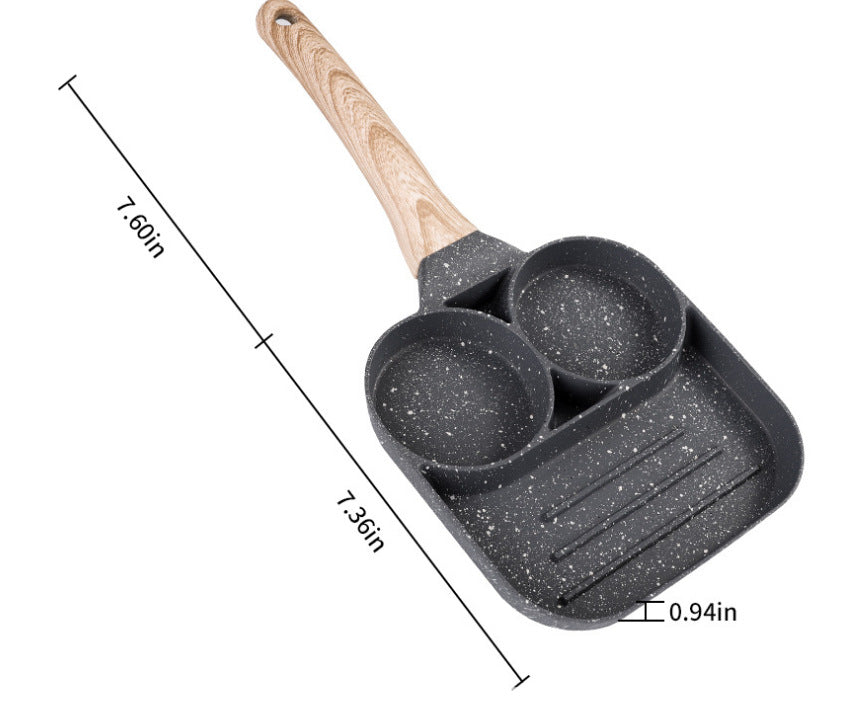 Maifan Stone Four-hole Omelette Pan, Flat-bottomed Non-stick Steak Pan Breakfast Egg Burger Frying Pan, Kitchen Utensils Small Pan