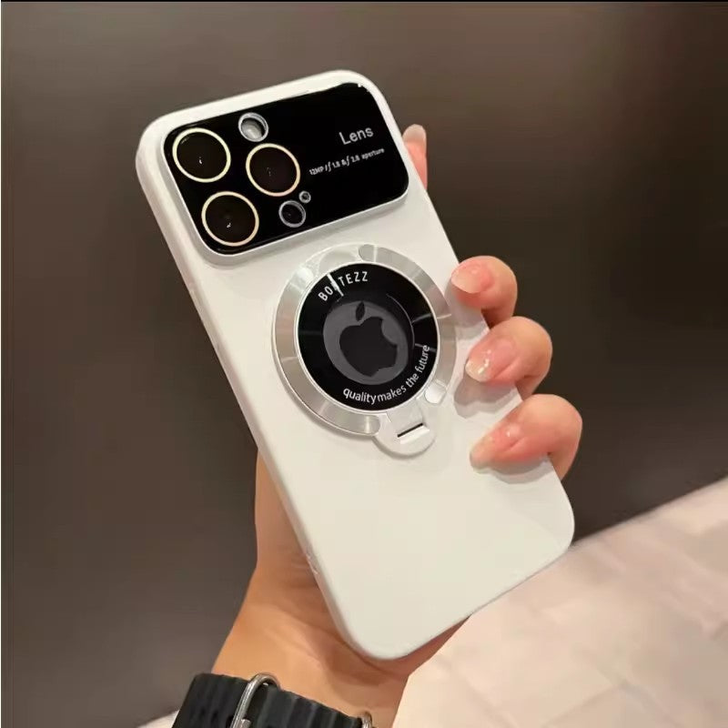 Large Window Missing Label Magnetic Suction Bracket Suitable For iPhone 15 Mobile Phone, Case All-inclusive Lens Film, Apple 14 Frosted Hard Cover