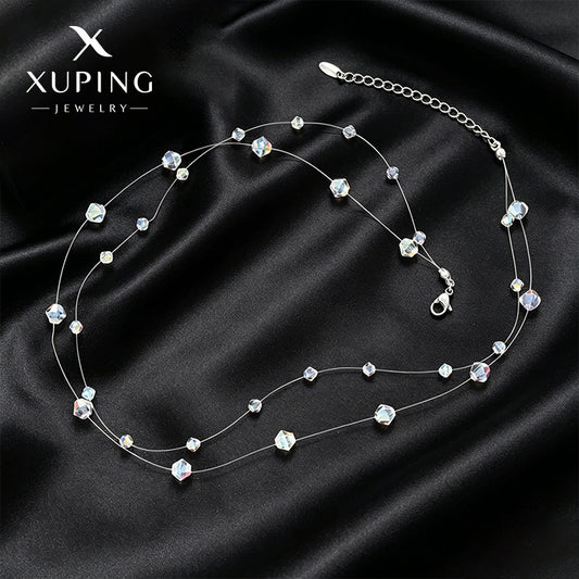 Xuping Jewelry's Simple Irregular Geometric Beaded Necklace, Fashionable Instagram Style, Gentle and Sweet Fish Line Necklace Wholesale