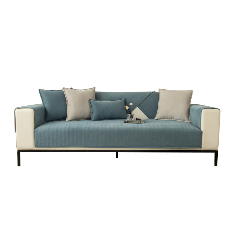Universal Sofa Cushion for All Seasons, Simple Solid Color Fabric Sofa Cushion Cover, Chenille Herringbone Pattern Anti-slip Sofa Towel
