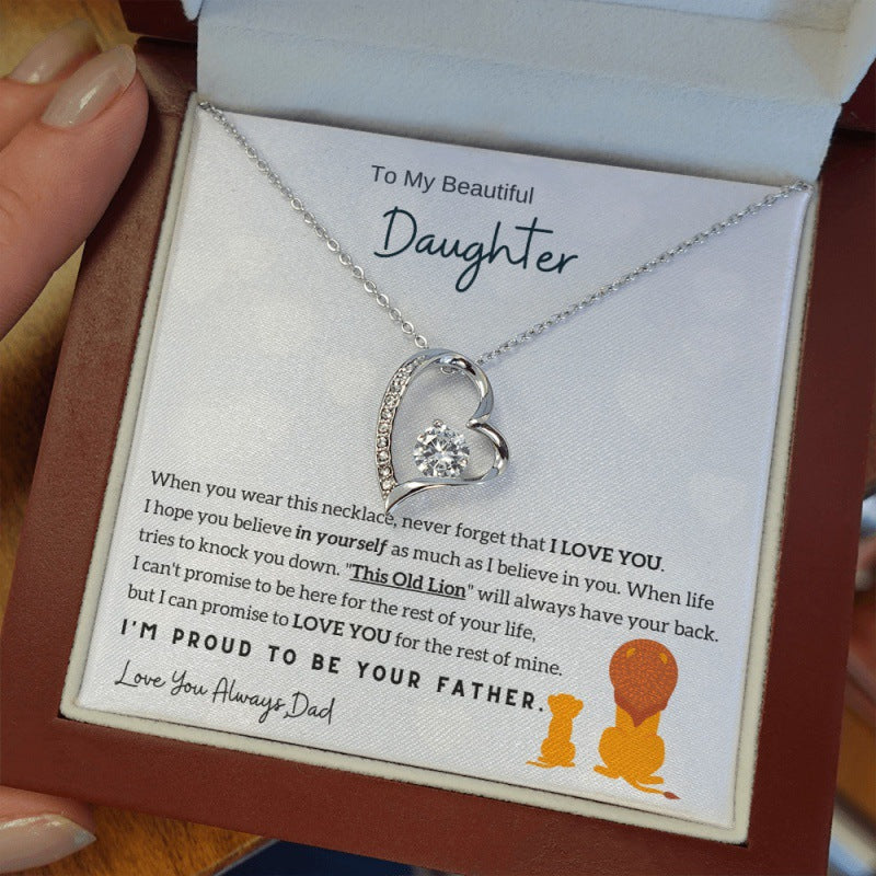 European and American new fashion simple female heart necklace To My Beautiful Daughter Necklace