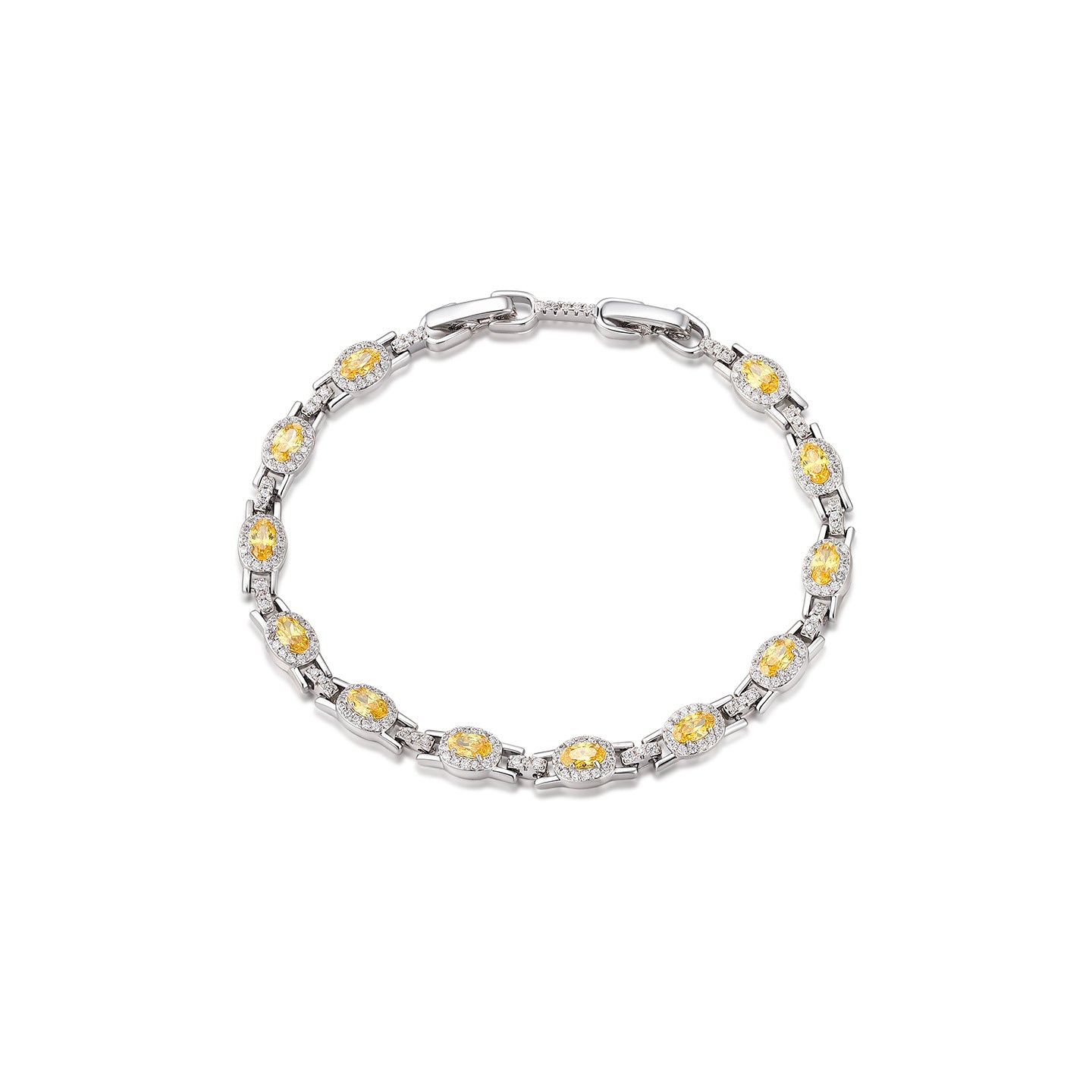 Xuping Gemstone Series Geometric Cabochon Yellow Patchwork Bracelet, Copper Alloy Plated White, Light Luxury Jewelry Wholesale