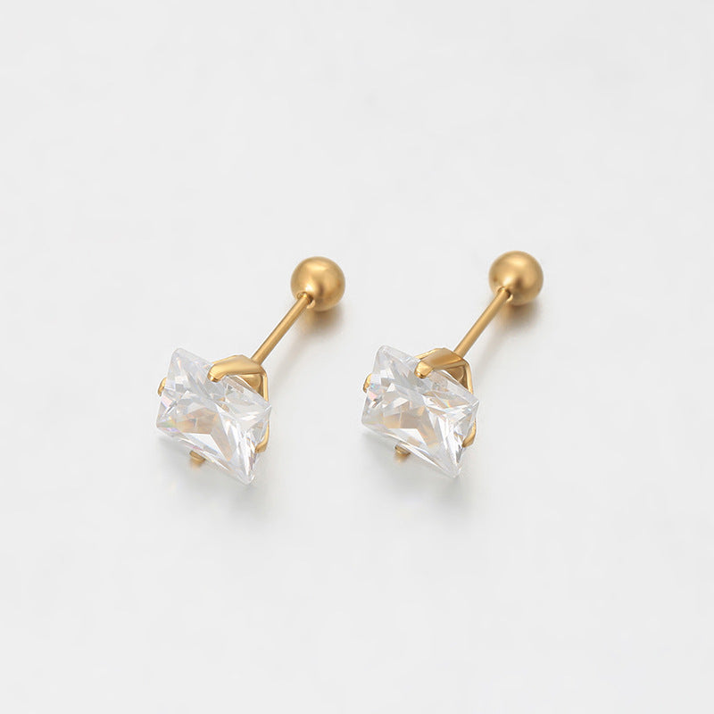 Xuping Stainless Steel Geometric Square Stud Earrings, Simple European and American Style, Cross-border Easily Matched, Factory Direct Wholesale Women's Earrings