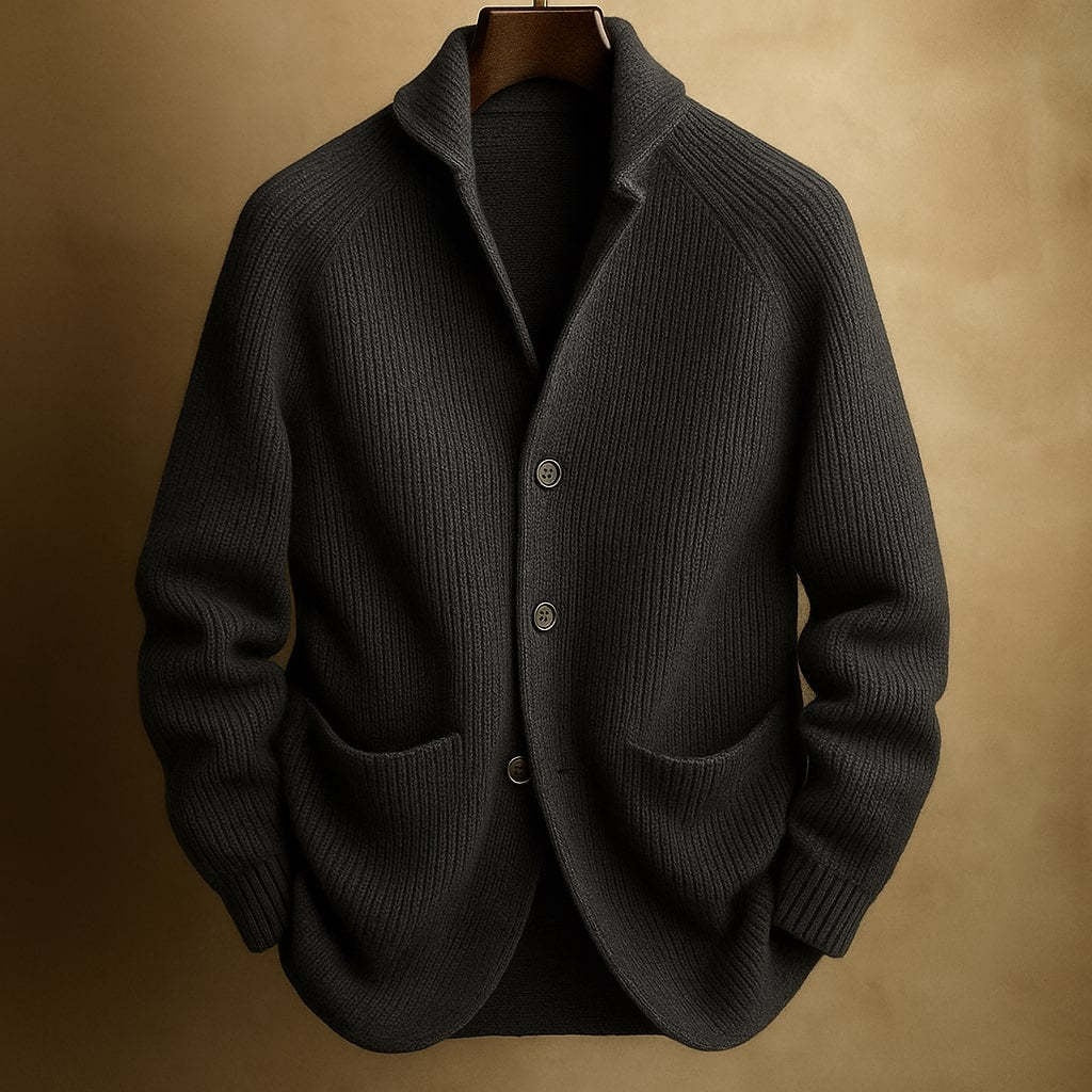 2026 Cross-border Gentleman's Knitted Three-Button Shawl Collar Cardigan