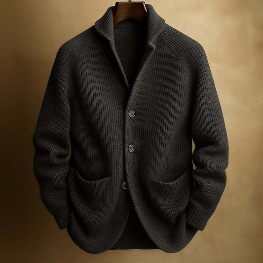 2026 Cross-border Gentleman's Knitted Three-Button Shawl Collar Cardigan