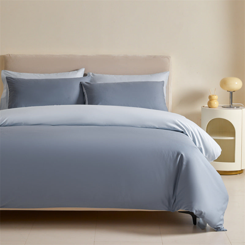 Solid Color Double-tone 100% Cotton Four-piece Bedding Set, Spring 2025 100% Cotton Duvet Cover, Nantong Bedding Set Three-piece Bed Sheet and Duvet Cover.
