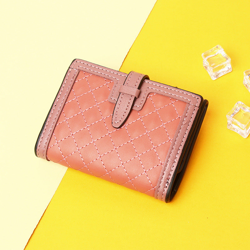 Cross-border Hot Sale 2025 New Short Women's Wallet, European and American Retro High-end Niche Card Holder 30% Fold Coin Purse