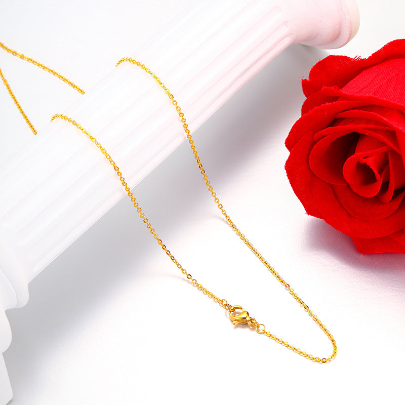 Xuping Simple, Classic, Everyday, Easy-to-Match, 24k Color Plated Copper Alloy Single Chain Plain Chain with a Light Luxury Lobster Clasp Necklace