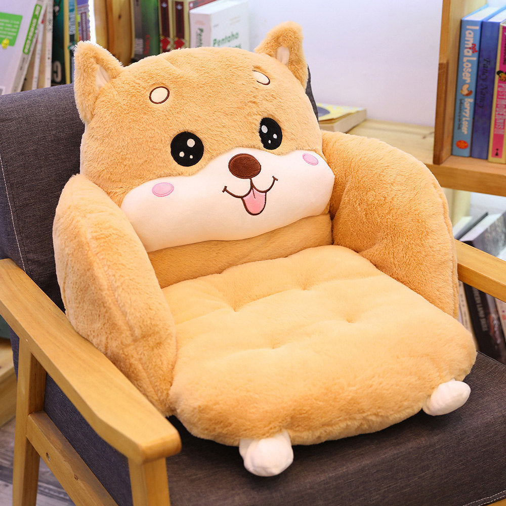 Cartoon Semi-Surrounded Cushion Plush Toy Office Seat Cushion, Home Pillow Lazy Conjoined Cushion