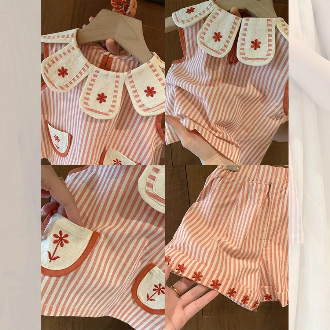 Sweet Little Si Summer Girls' Stylish and Chic Two-Piece Set (Summer 2026)