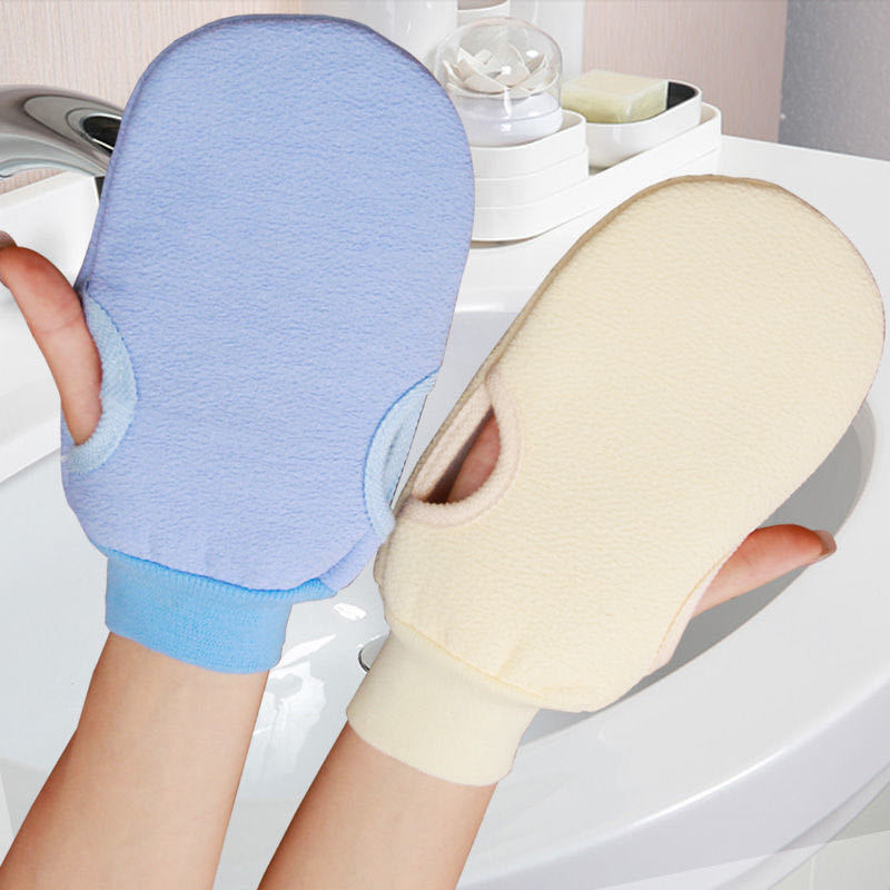 Bath Artifact Solid Color Cute Bath Towel and Bath Gloves Men and Women Adult Bath Towel and Back Rub Gloves