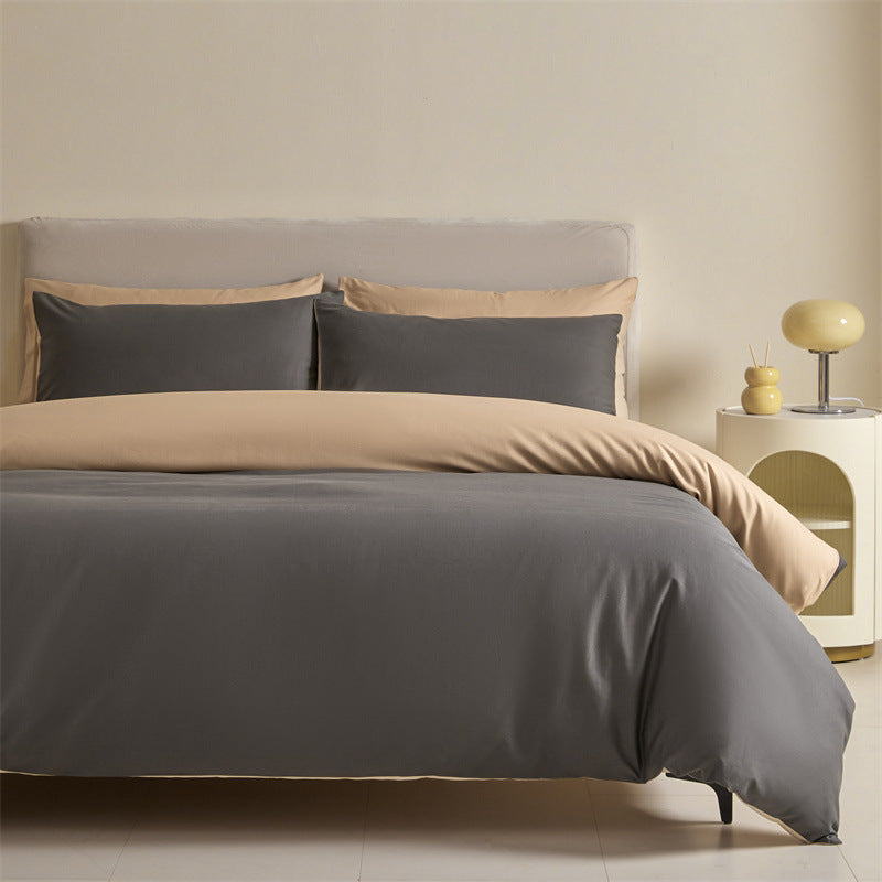 Solid Color Double-tone 100% Cotton Four-piece Bedding Set, Spring 2025 100% Cotton Duvet Cover, Nantong Bedding Set Three-piece Bed Sheet and Duvet Cover.