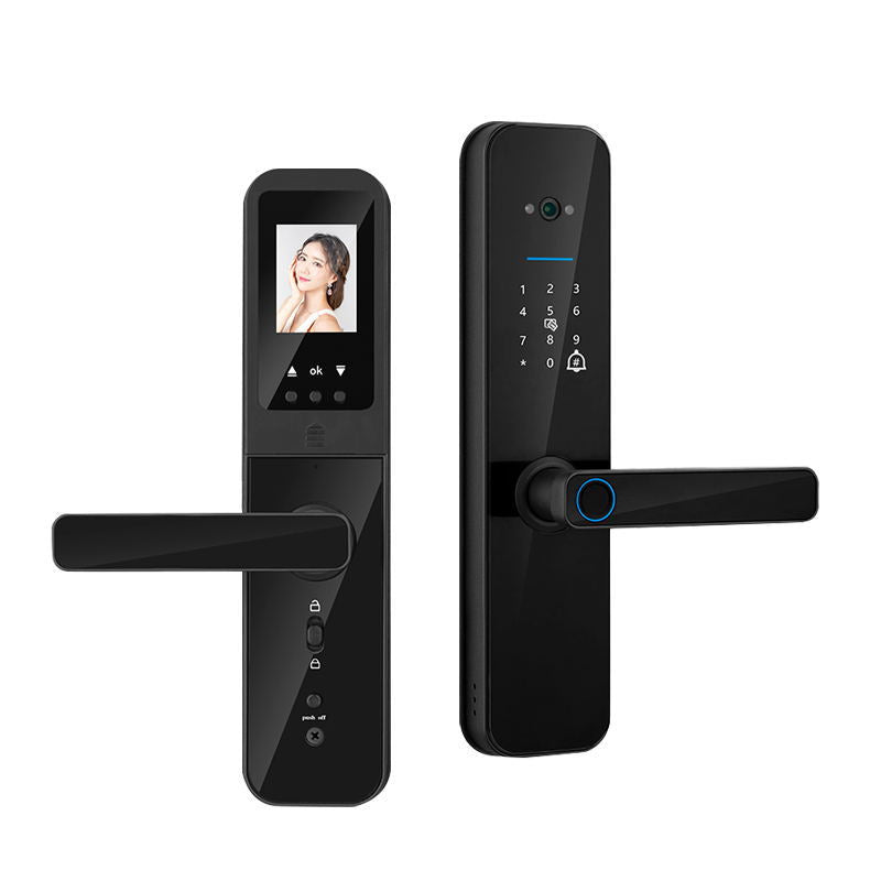 3D Cat Eye Camera Monitoring Tuya Smart Electronic Door Lock, Fingerprint Password Lock, Apartment Hotel Door, Home Wooden Door