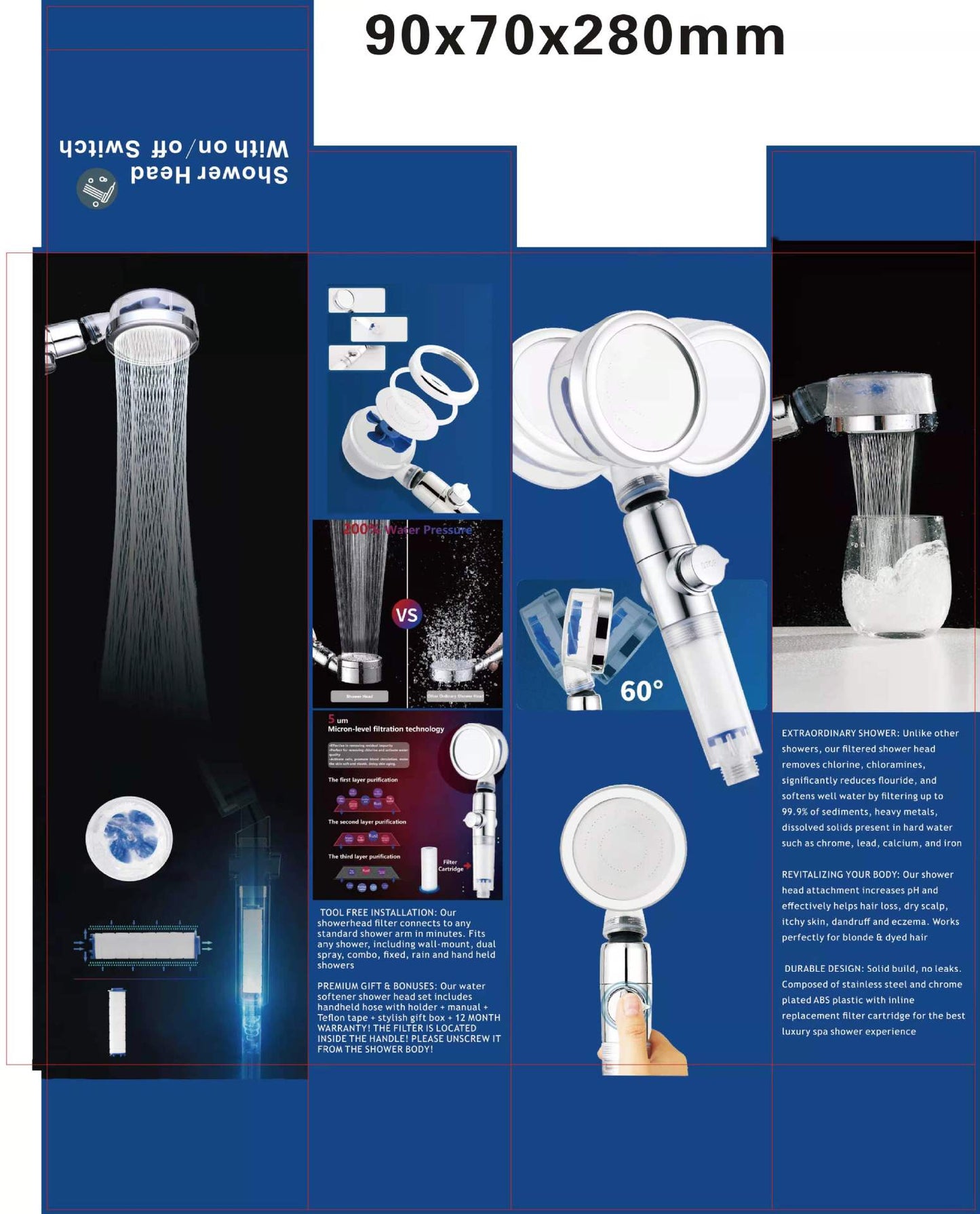 Small Waist Hand-Held Turbocharged Shower Head