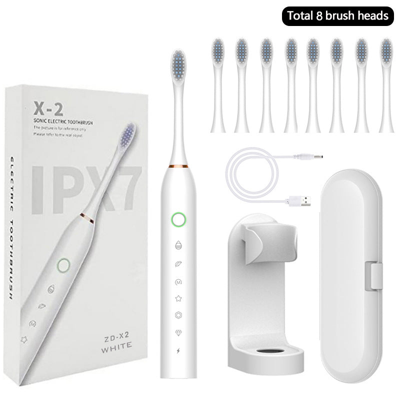 6-Speed 8-Brush Head Sonic Electric Toothbrush Cross-Border Smart Home Waterproof Automatic Toothbrush Set