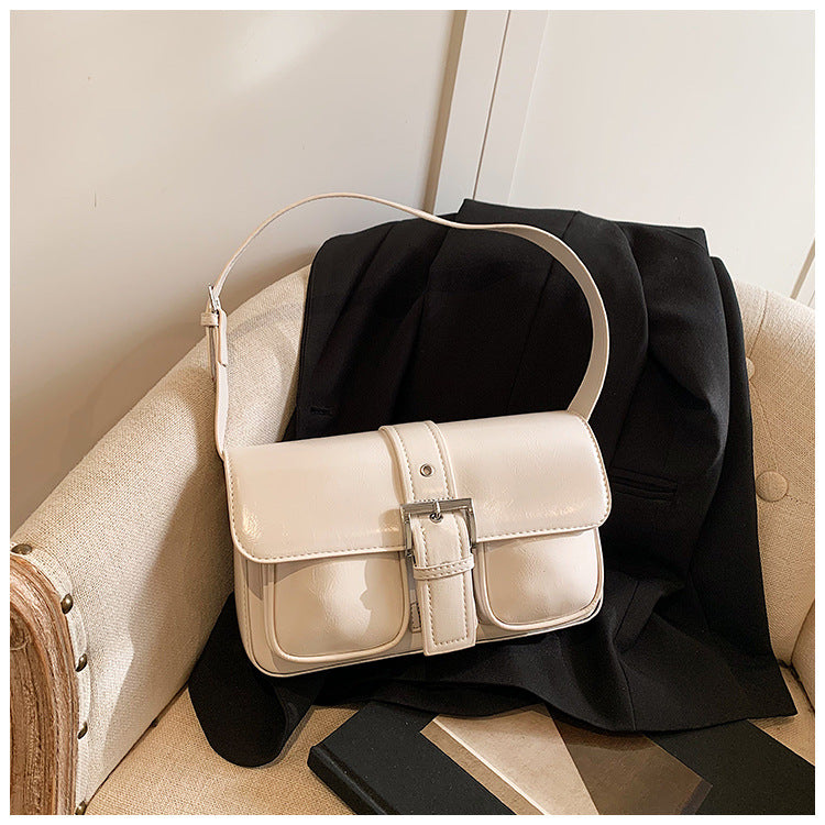 High-grade retro small bag for women 2025 new spring new single-shoulder underarm small square bag double pocket flap bag