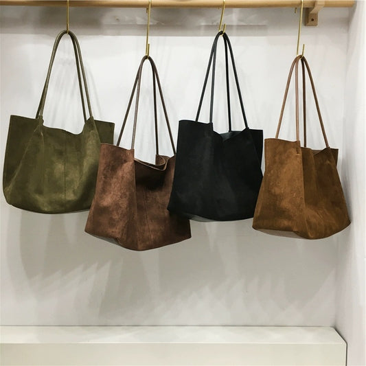 Korean Style Autumn/Winter Large Capacity Retro Suede 2026 New Casual Commuter Shoulder Bag/Handbag/Mother and Daughter Tote Bag