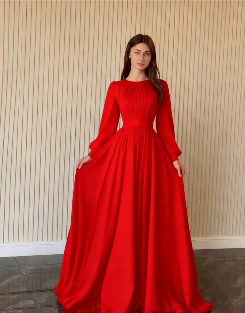 2026 Spring Fashion Court Style French White Double-Layer Chiffon Full Skirt Princess Fairy Dress