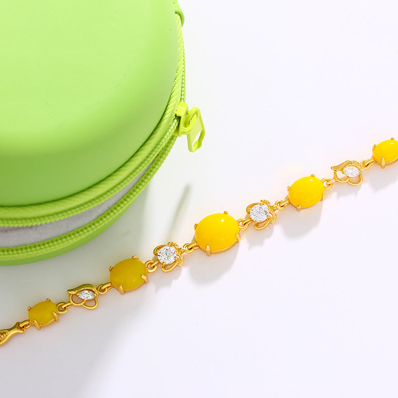 Xuping Jewelry Alloy Inlaid Artificial Gemstone Bracelet for Women, Fashionable 24K Plated Exquisite Fish Jewelry
