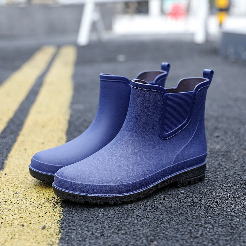 Chelsea non-slip rain boots men's waterproof shoes short tube rain boots wear-resistant warm mid-tube rubber shoes fishing car wash overshoes