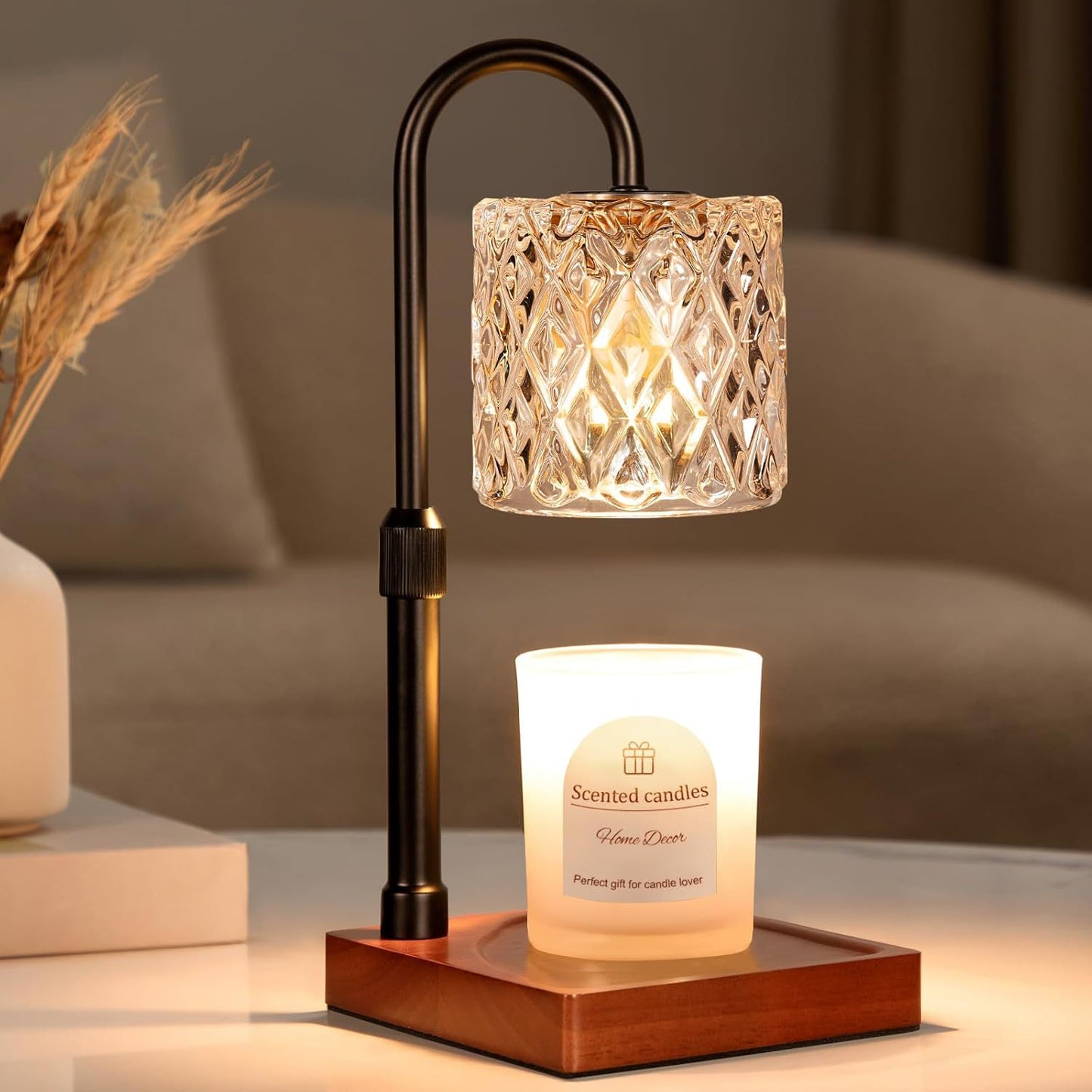 New Cross-border Style Glass Flameless Aromatherapy Candle Melting Lamp, Adjustable Height, Timer Candle Melting Lamp, Bedroom Ambient Light