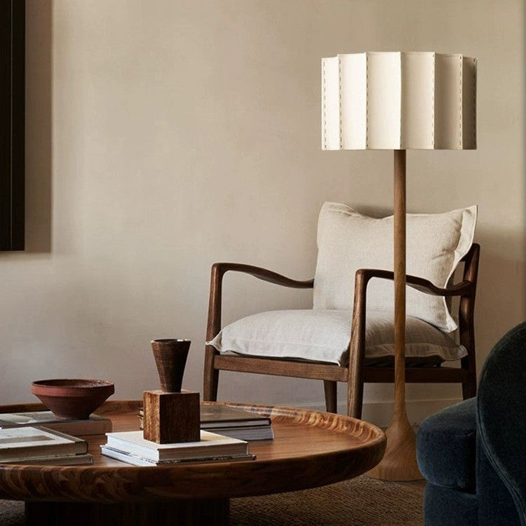 Japanese Wabi-sabi Style Floor Lamp, Solid Wood, Suitable for Living Room Sofas, Bedrooms, Studies, Guesthouses, and Villas, Offering a Sophisticated Decorative Feel