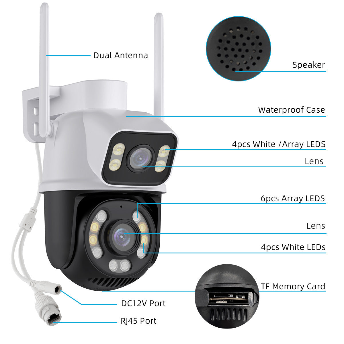 ICSEE High-Definition Wireless Dual-Lens Camera Mobile Remote Full-Color Night Vision Outdoor PTZ Camera A25 Smart Monitor