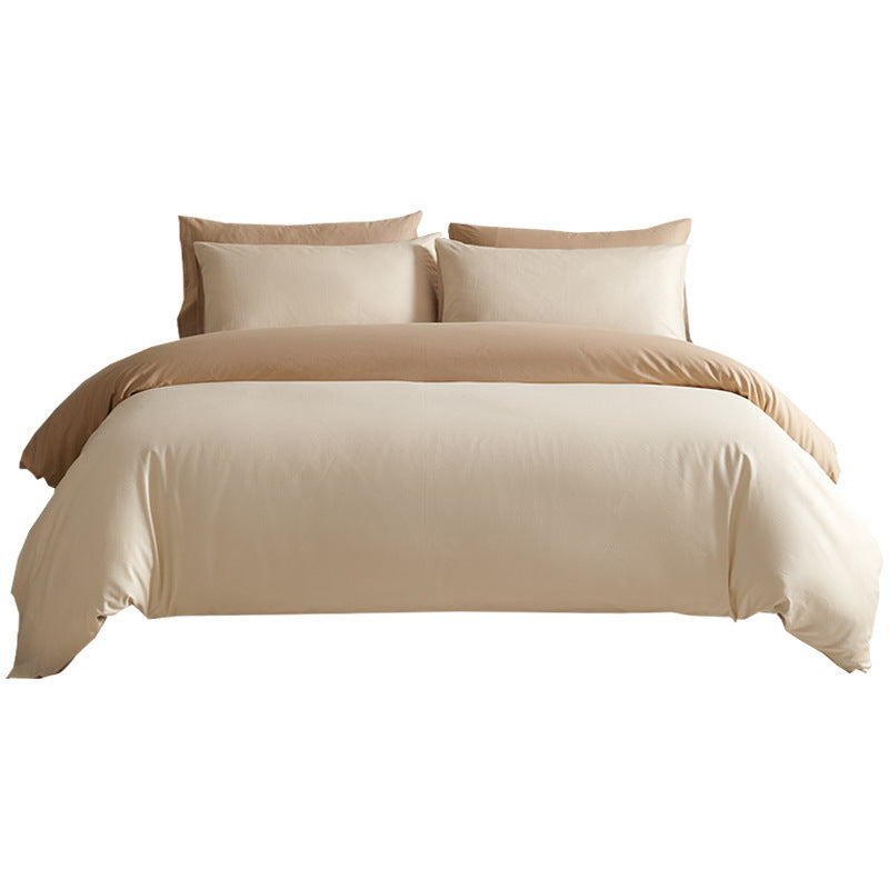 Solid Color Double-tone 100% Cotton Four-piece Bedding Set, Spring 2025 100% Cotton Duvet Cover, Nantong Bedding Set Three-piece Bed Sheet and Duvet Cover.