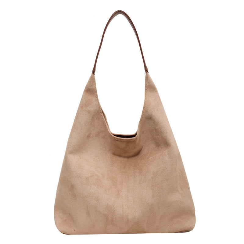 Retro casual commuter large capacity women's bag 2026 new autumn and winter suede tote bag niche versatile shoulder bag