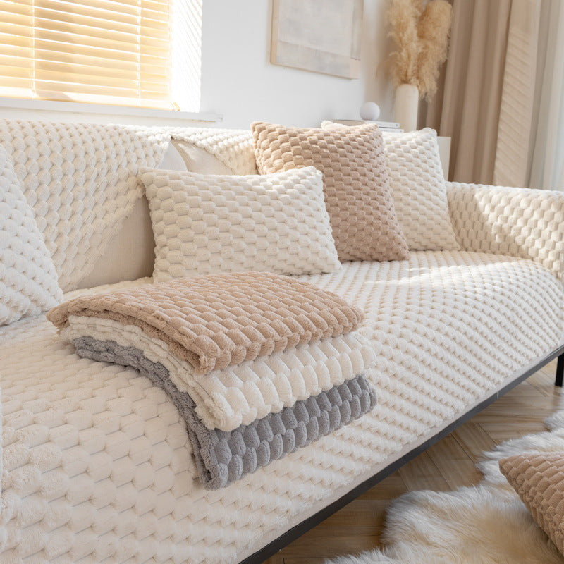Autumn and Winter Sofa Cushion, Plush Sofa Cushion, Non-Slip Sofa Cover Modern Minimalist Dustproof Warm Thickened Sofa Cushion