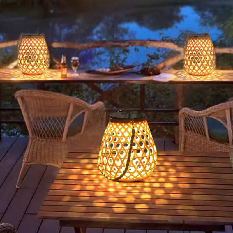 New Solar Imitation Bamboo Hanging Cage Light