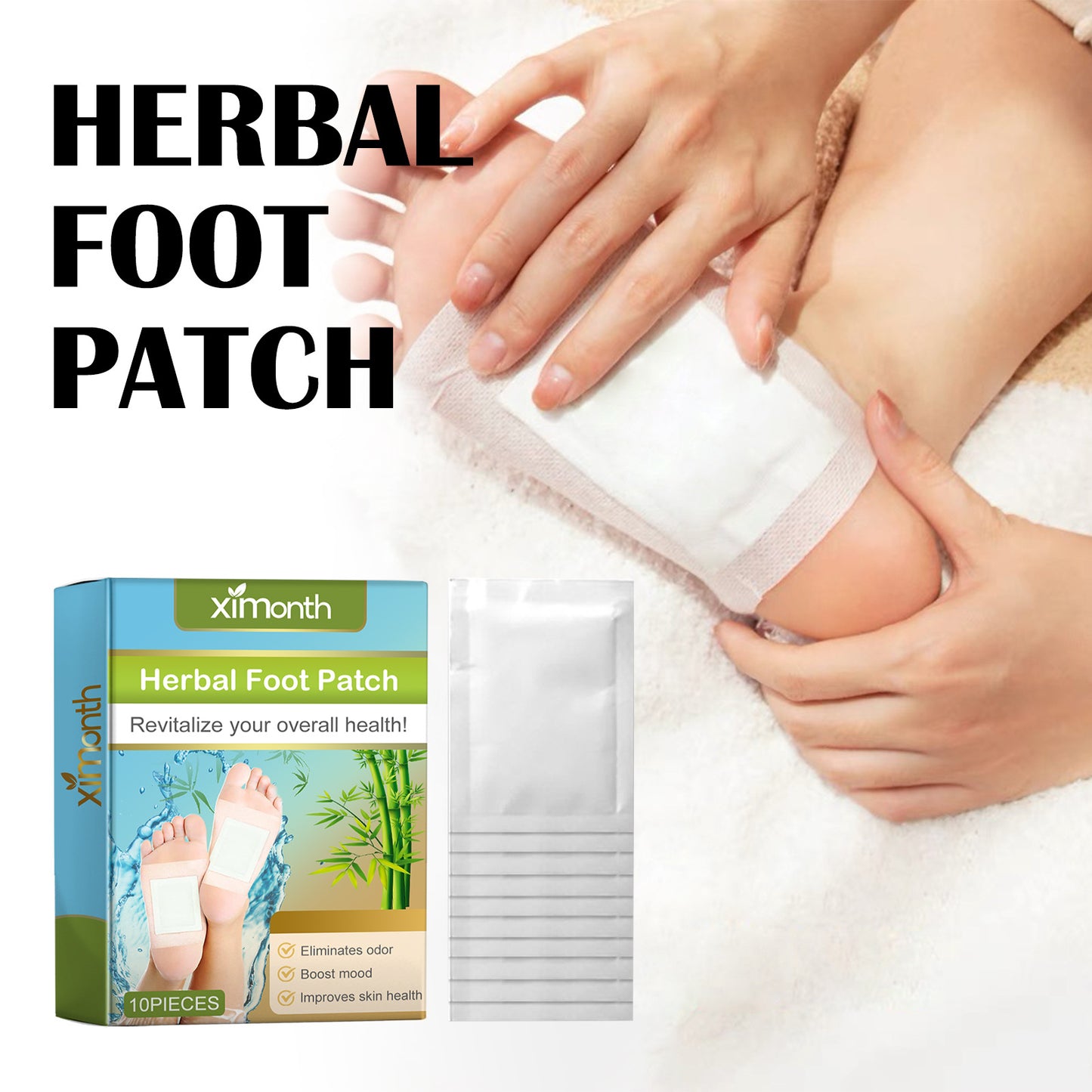 Ximonth Mugwort Cleansing Foot Patch Plant Bamboo Vinegar Lavender Foot Care Fatigue Relief Odor Foot Patch