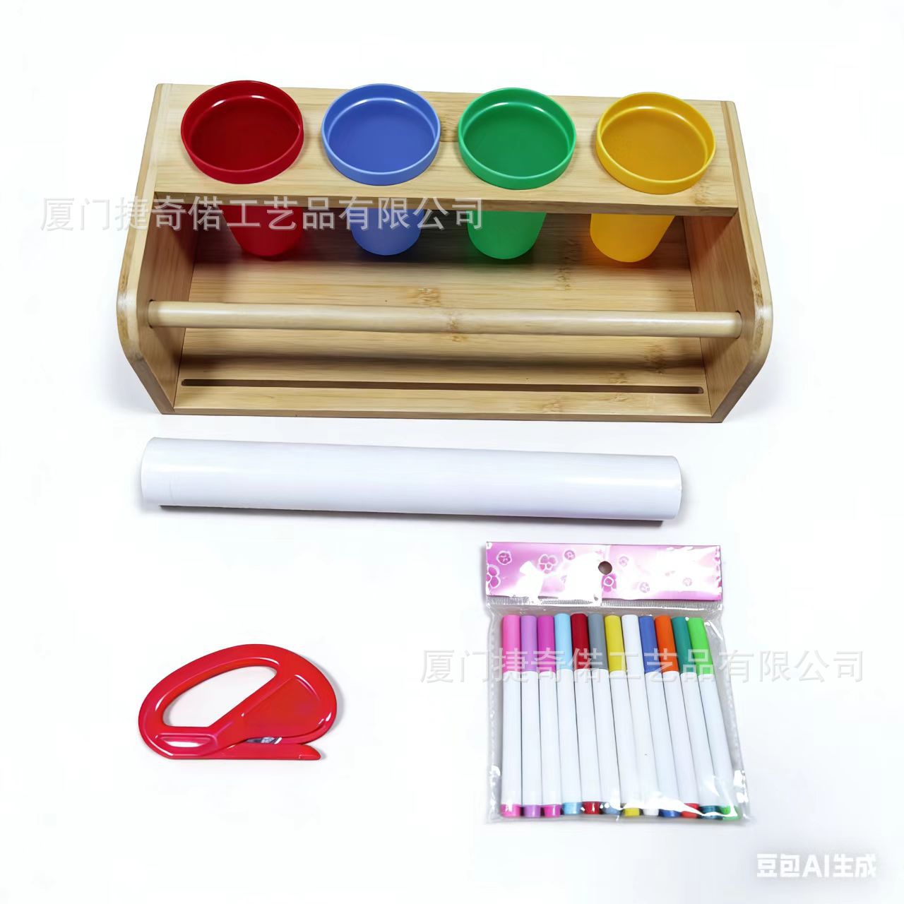 Children's Paper Roll Easel, Desktop Bamboo Easel, Can Also Hold Pen Holders, Baby's Drawing and Painting Bamboo Paper Roll Holder
