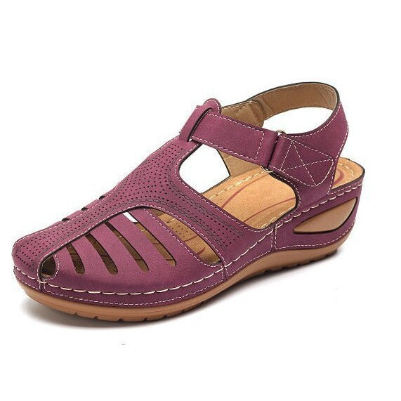 Cross-border 2026 Summer New Women's Wedge Sandals, Hollowed-out Breathable Strapless Thick-soled Peep Toe Sandals, Plus Size for Export