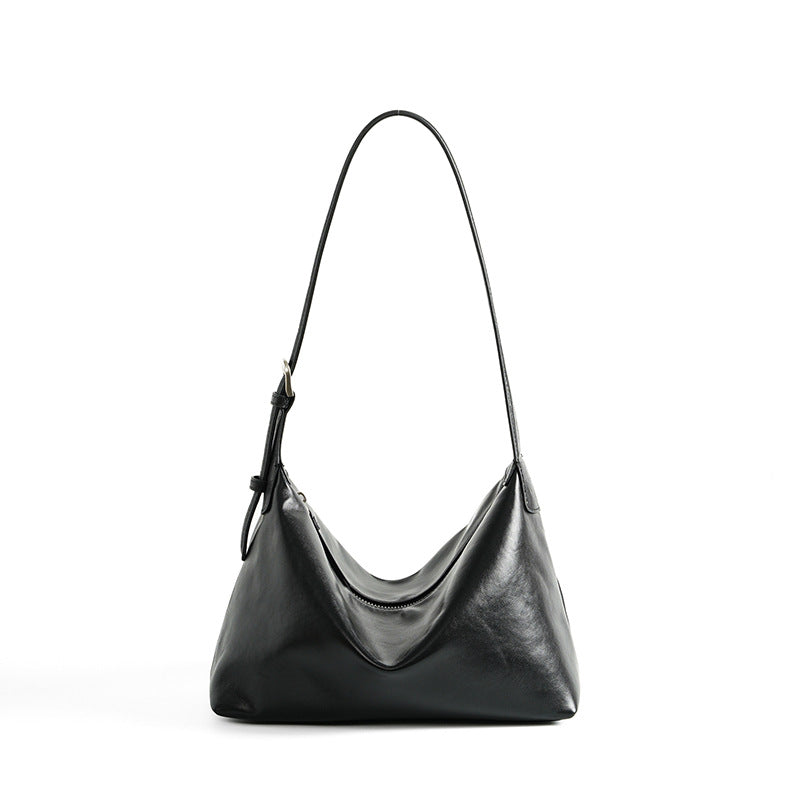 Retro-style Top-grain Vegetable-tanned Cowhide Casual Shoulder Bag/Underarm Bag, Commuting Large Capacity Classic Genuine Leather Crossbody Hobo Bag