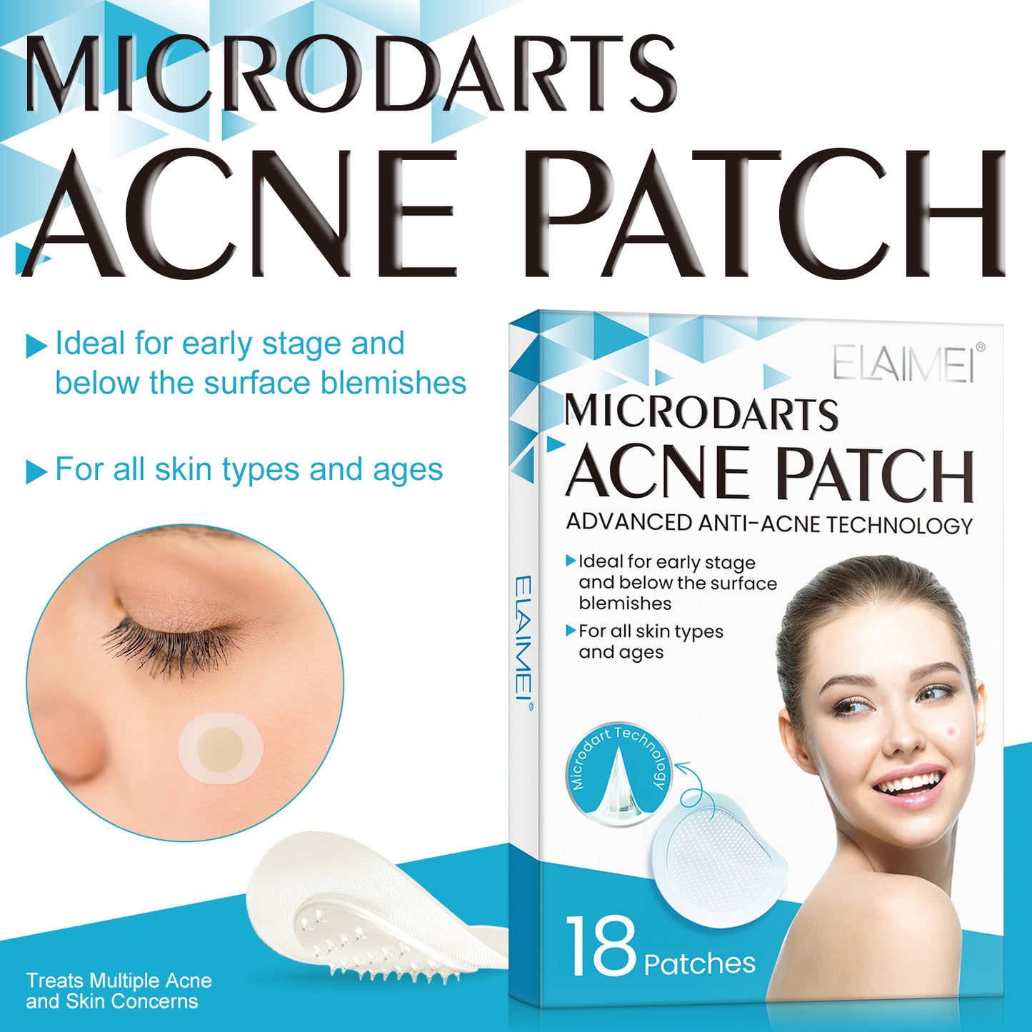 ELAIMEI New Microneedle Hydrocolloid Acne Acne Patch Portable Acne Mark Acne Invisible Patch 18 Patches