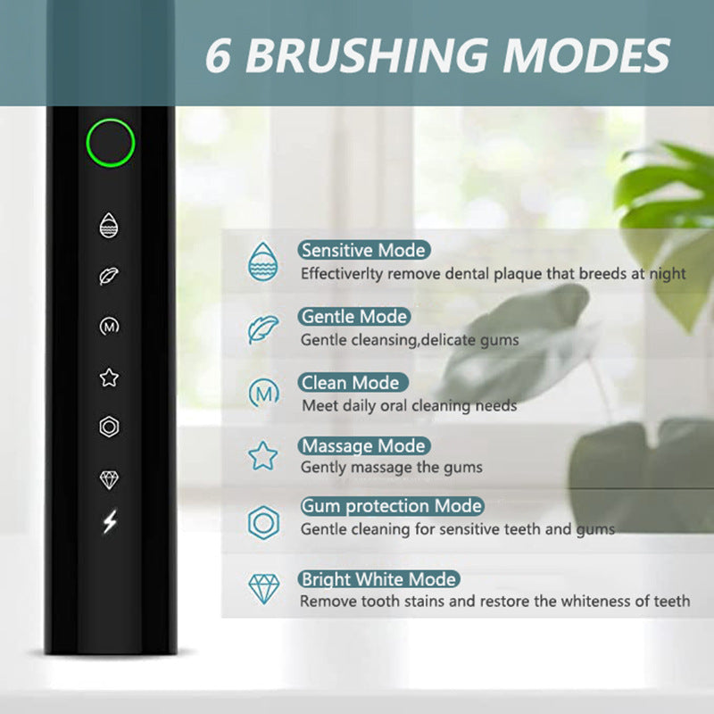 6-Speed 8-Brush Head Sonic Electric Toothbrush Cross-Border Smart Home Waterproof Automatic Toothbrush Set