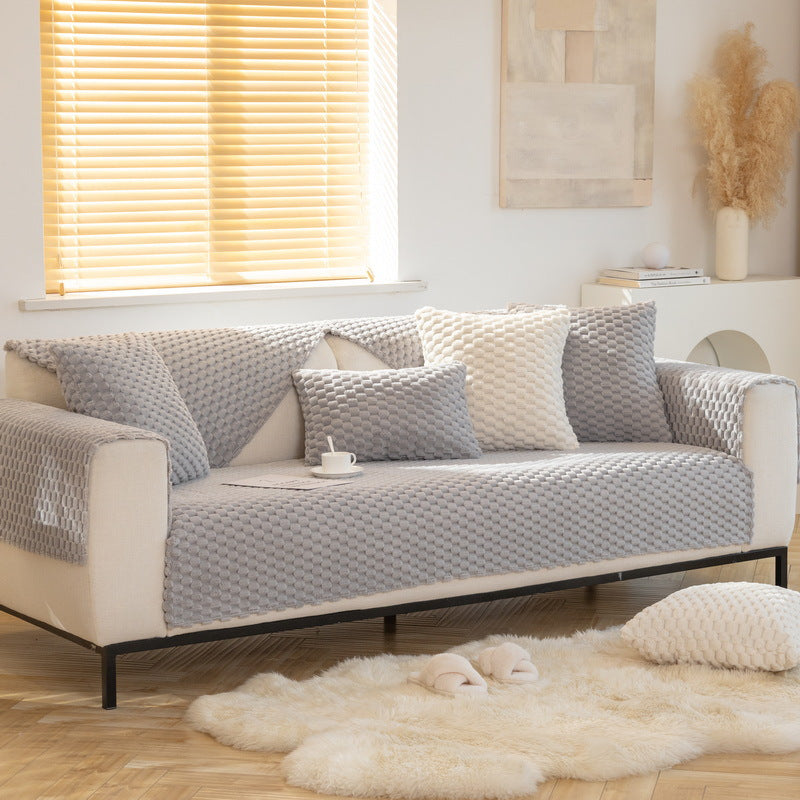 Autumn and Winter Sofa Cushion, Plush Sofa Cushion, Non-Slip Sofa Cover Modern Minimalist Dustproof Warm Thickened Sofa Cushion