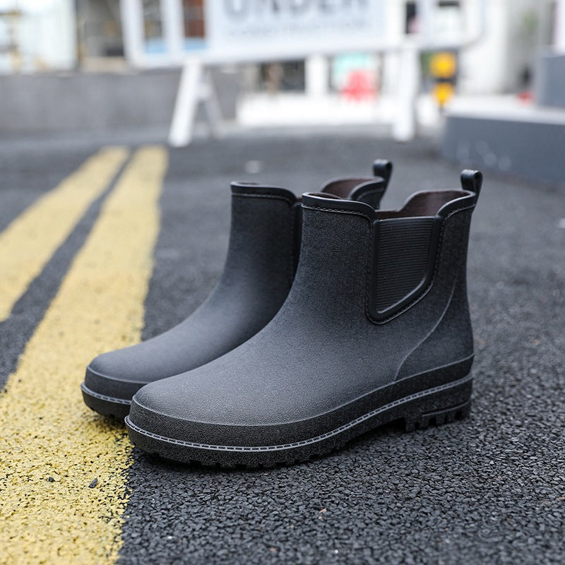 Chelsea non-slip rain boots men's waterproof shoes short tube rain boots wear-resistant warm mid-tube rubber shoes fishing car wash overshoes