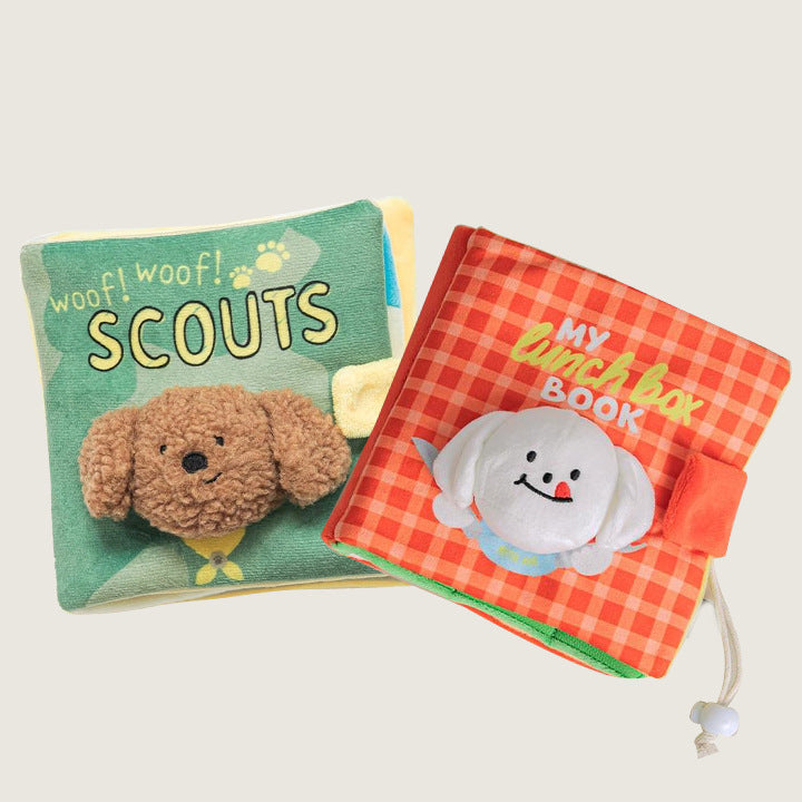 Spot Ins Korean food leakage sniffing sound cute cloth book toy dog hiding food book pet toy