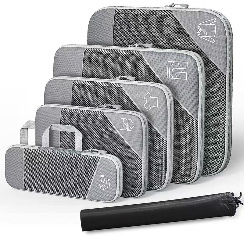 Travel Compressible Storage Six-piece Storage Bag Set Mesh Visual Luggage Storage Organization Storage Bag