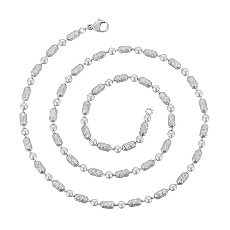 Xuping Jewelry Fashionable and Simple Round Bead Chain, Copper Alloy Plated White, Unisex, European and American Cross-border Plain Chain, Wholesale