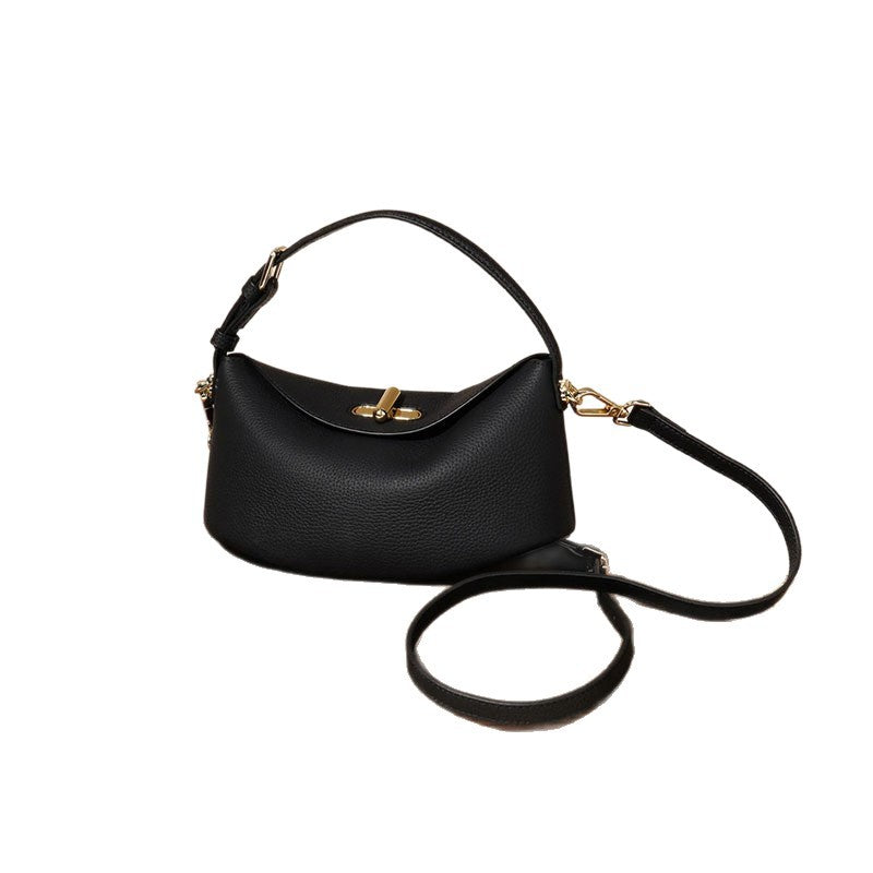 2026 Spring New Lightweight Casual Shoulder Bag, Genuine Leather, Fashionable and Simple Women's Crossbody Bag, Cowhide, Versatile Women's Bag