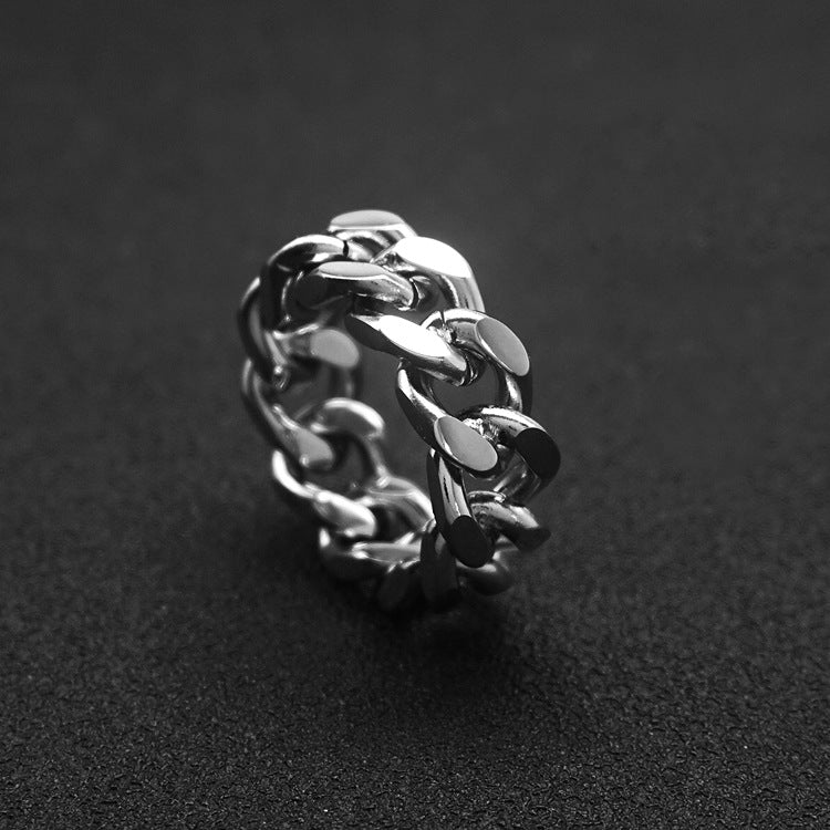 AliExpress ebay source foreign trade hot selling European and American simple accessories trend retro men's chain titanium steel ring