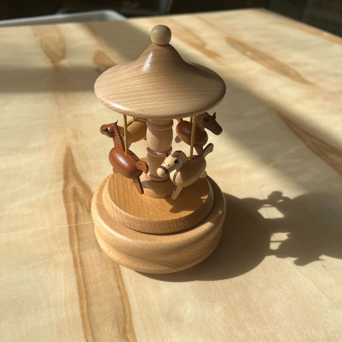 Wooden Creative Music Box Carousel Wooden Train Home Decoration Crafts Birthday Gift