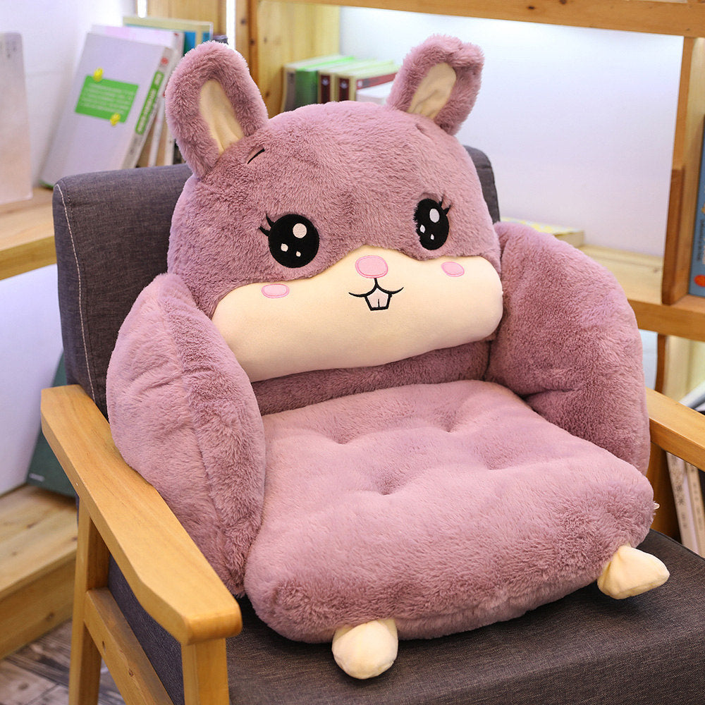 Cartoon Semi-Surrounded Cushion Plush Toy Office Seat Cushion, Home Pillow Lazy Conjoined Cushion